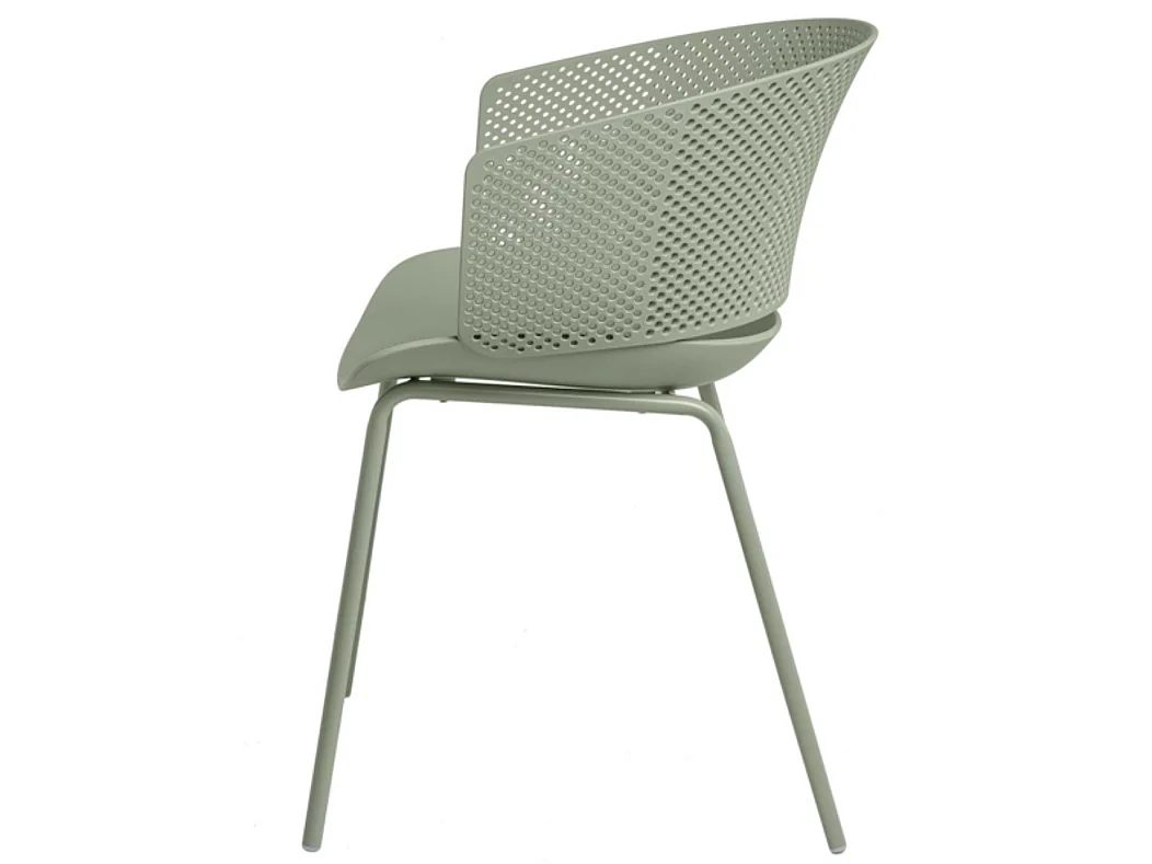 Chaise moderne avec accoudoirs en polypropylène et métal Nova-Couleur Vert amande