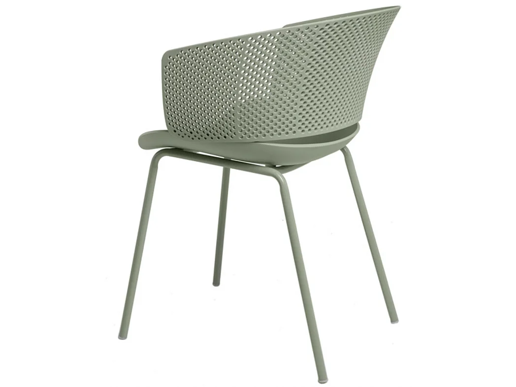 Chaise moderne avec accoudoirs en polypropylène et métal Nova-Couleur Vert amande