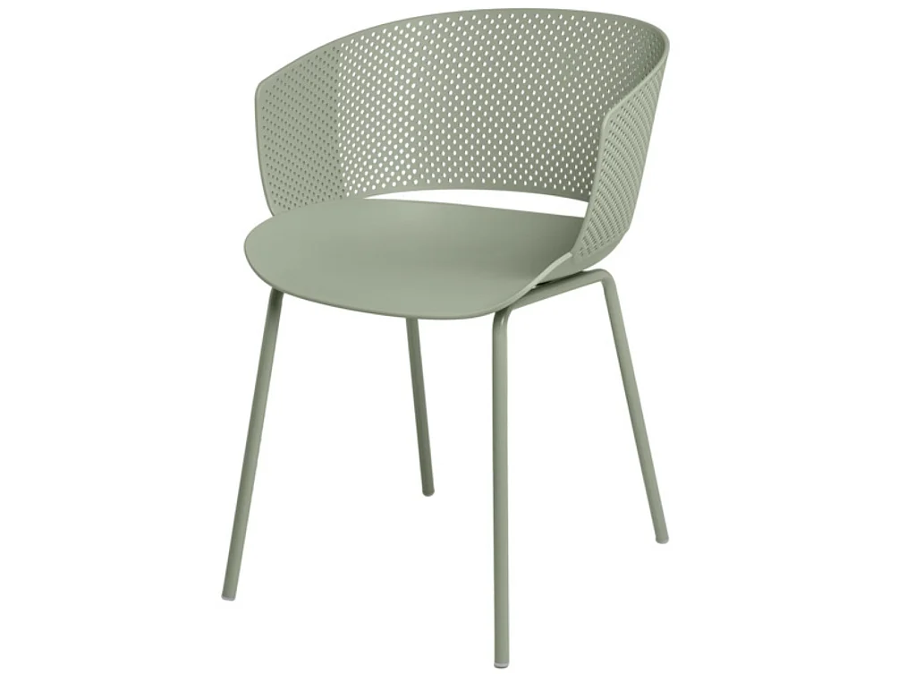 Chaise moderne avec accoudoirs en polypropylène et métal Nova-Couleur Vert amande