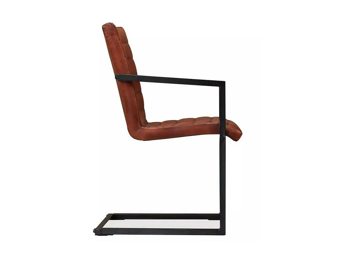 Chaise cuir marron et pieds métal noir Kandyas - Lot de 4