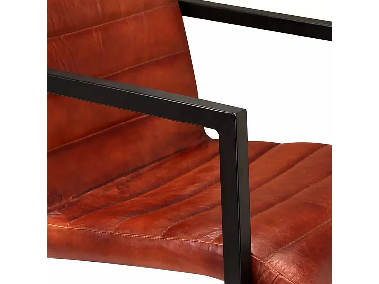 Chaise cuir marron et pieds métal noir Kandyas - Lot de 4