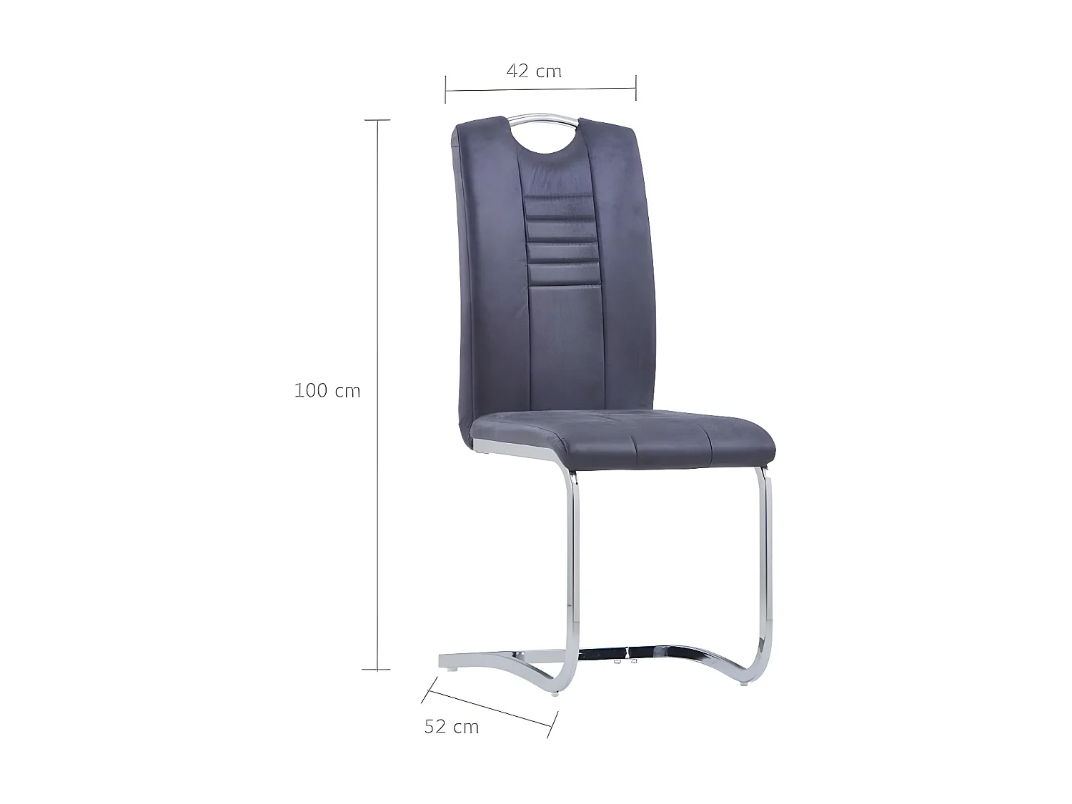 Chaise de salle à manger simili cuir gris et métal chromé Divine - Lot de 2