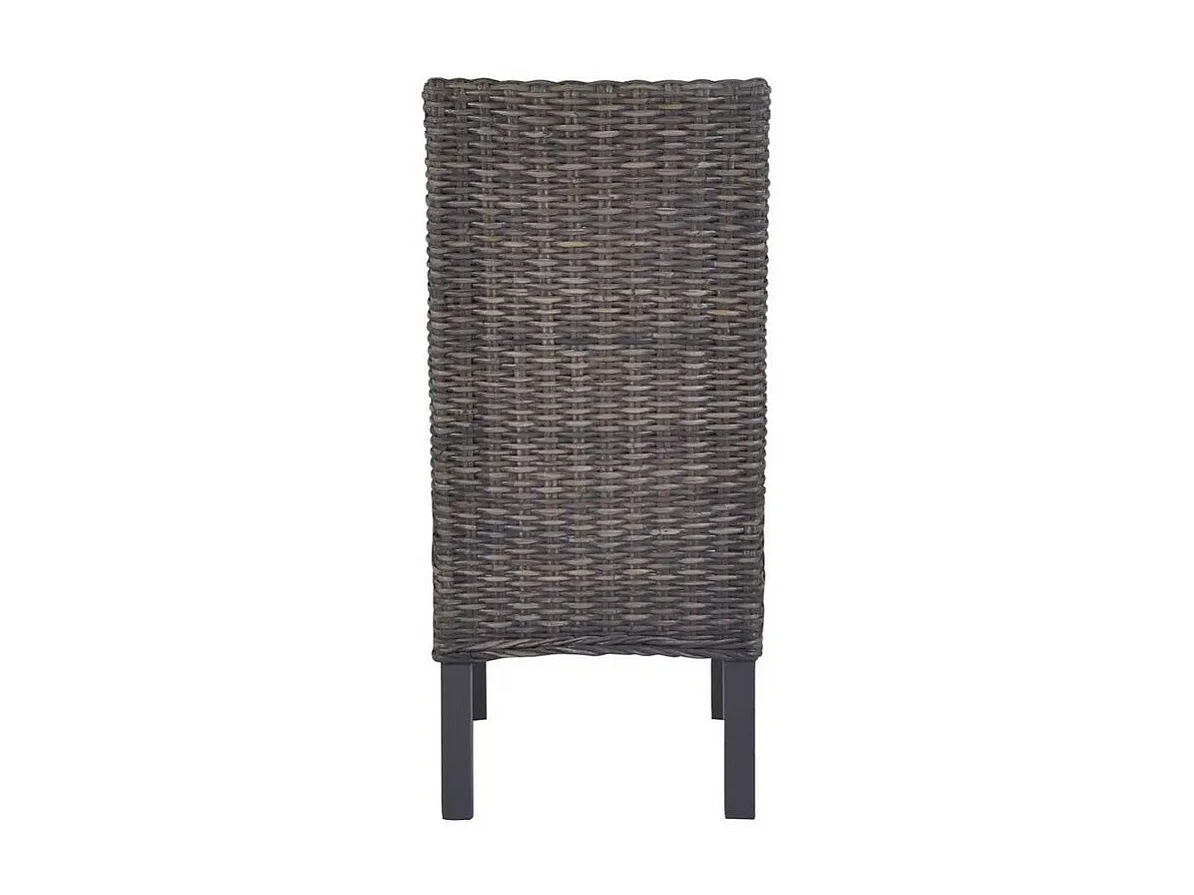 Chaise rotin marron et pieds manguier massif Kaleb - Lot de 2