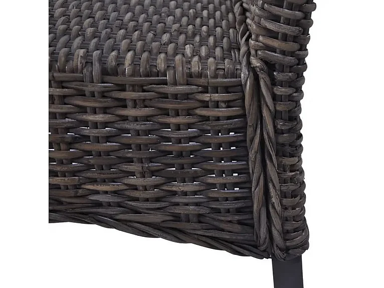 Chaise rotin marron et pieds manguier massif Kaleb - Lot de 2