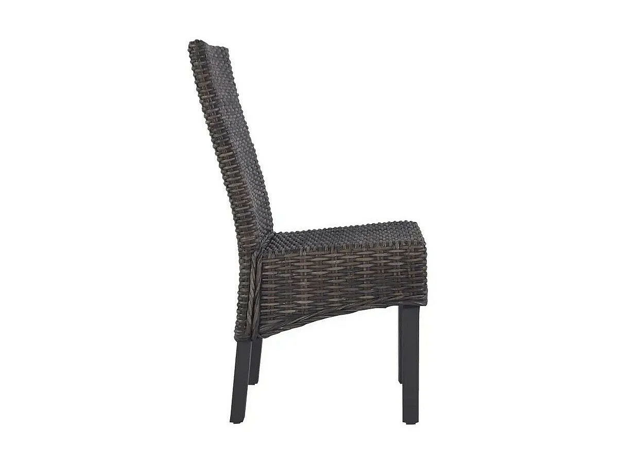 Chaise rotin marron et pieds manguier massif Kaleb - Lot de 2