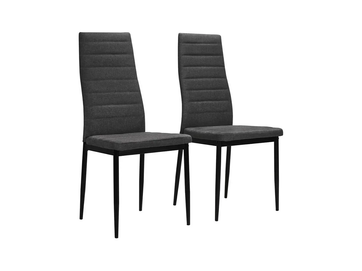 Chaise tissu gris foncé et pieds métal noir Karlane - Lot de 2