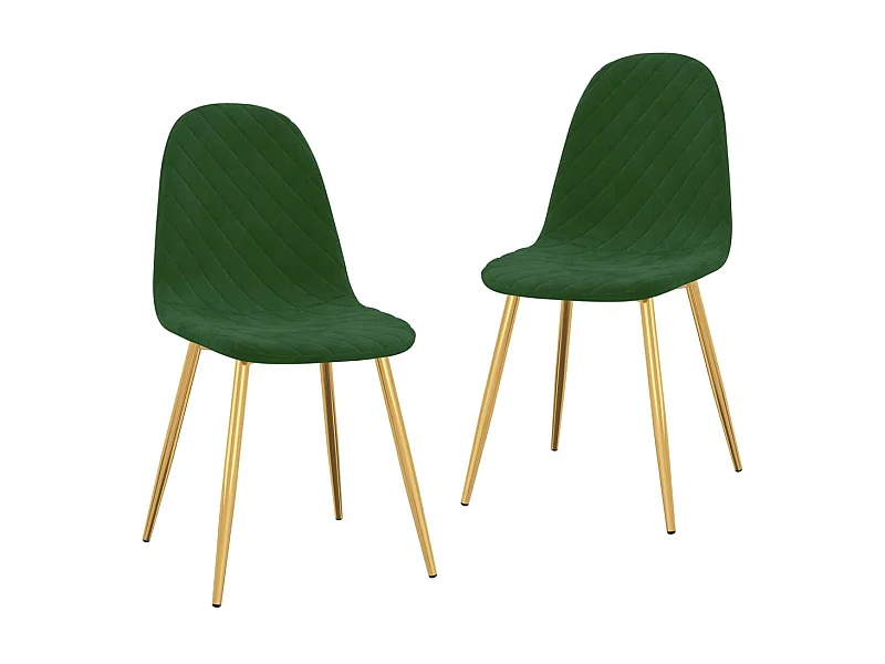 Chaise pieds métal doré et assise velours vert foncé Skyla - Lot de 2