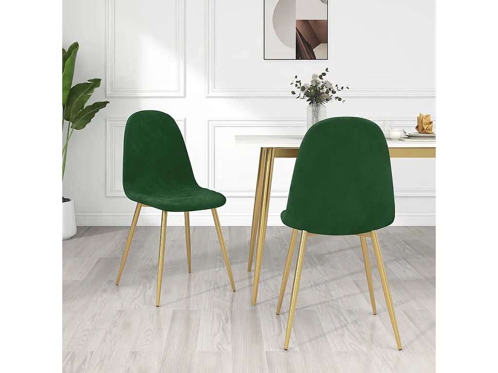 Chaise pieds métal doré et assise velours vert foncé Skyla - Lot de 2