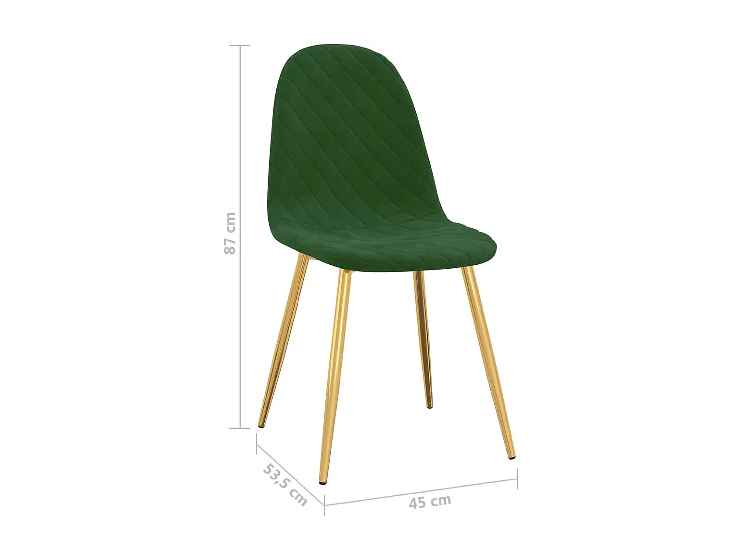 Chaise pieds métal doré et assise velours vert foncé Skyla - Lot de 2