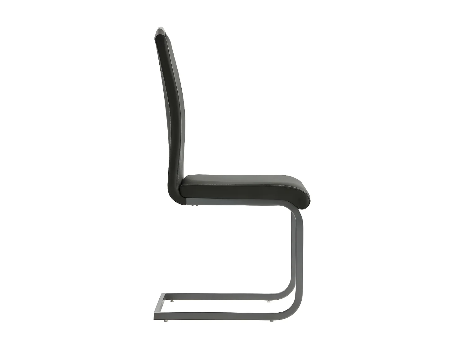 Chaise similicuir gris et pieds métal chromé Mikarelane - Lot de 2