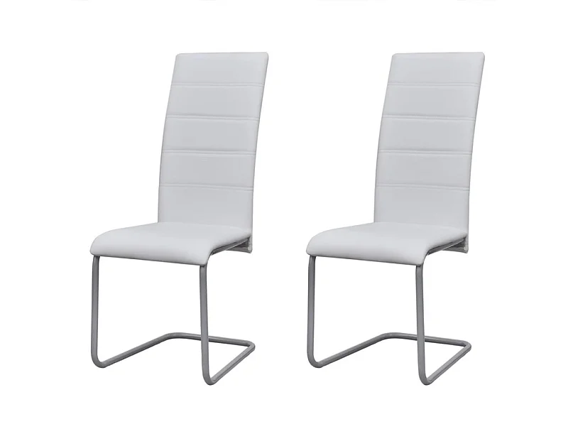 Chaises de salle à manger cantilever 2 pcs Blanc Similicuir