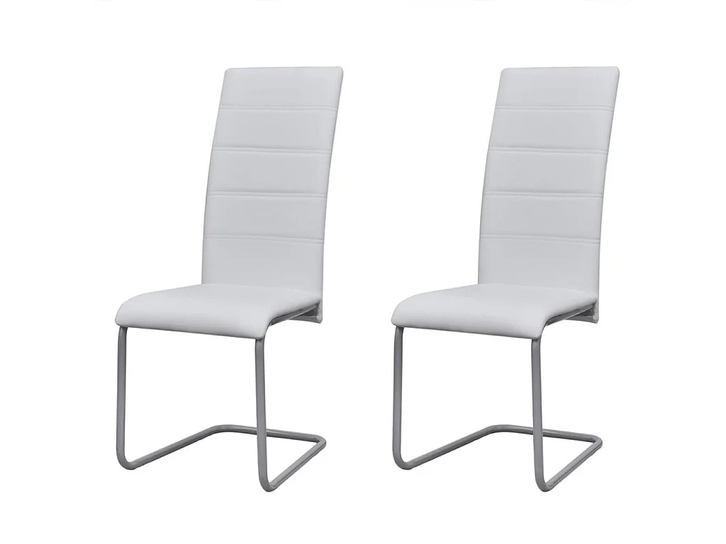 Chaises de salle à manger cantilever 2 pcs Blanc Similicuir