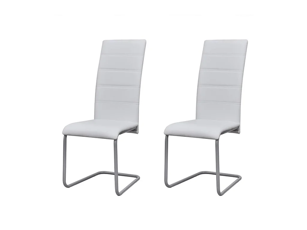 Chaises de salle à manger cantilever 2 pcs Blanc Similicuir