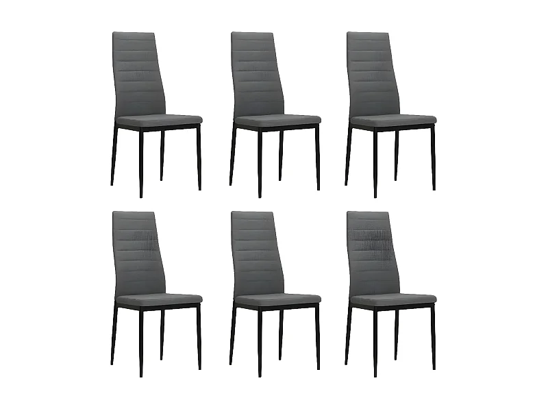 Chaise tissu gris clair et pieds métal noir Karlane - Lot de 6
