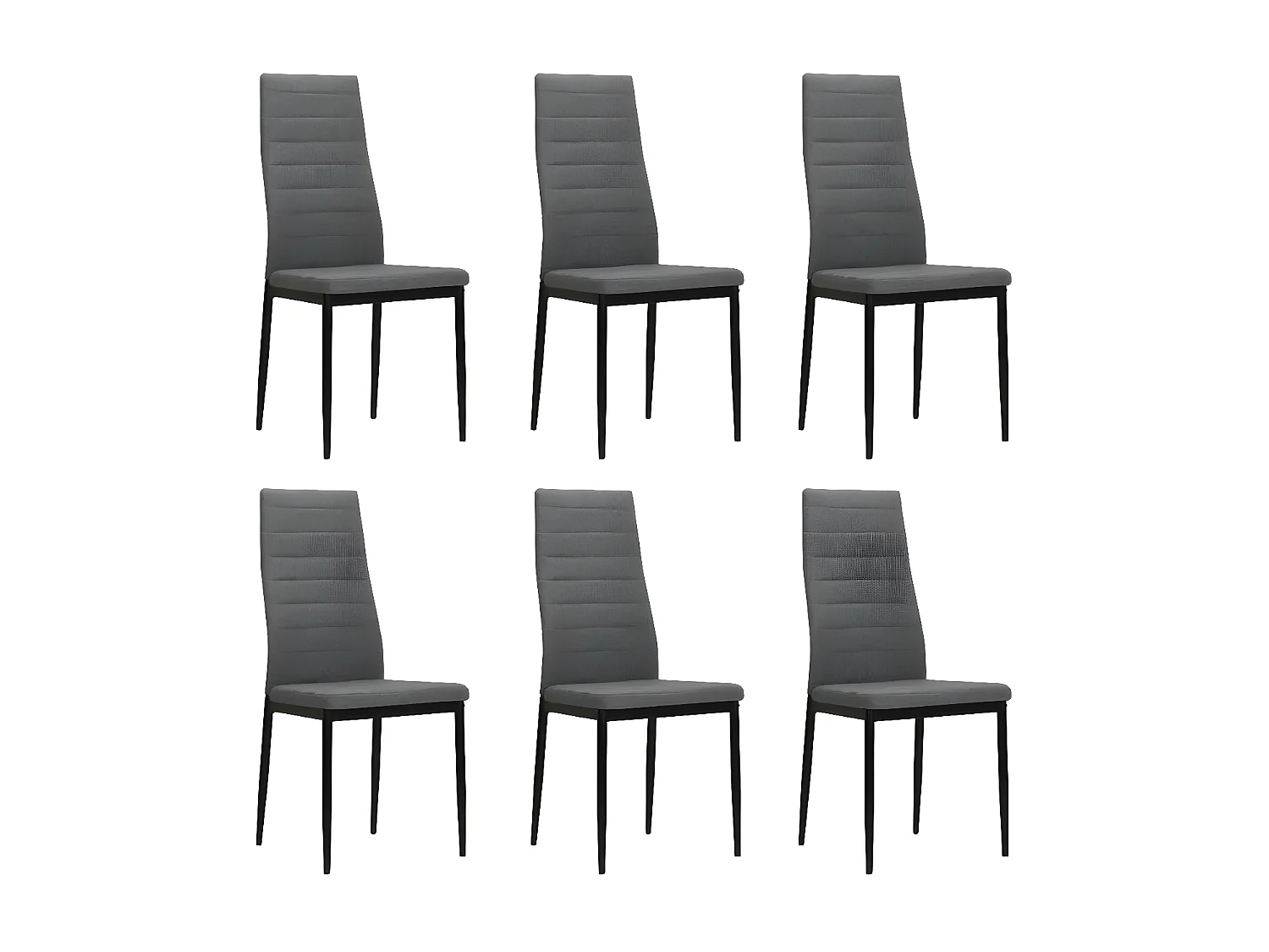 Chaise tissu gris clair et pieds métal noir Karlane - Lot de 6