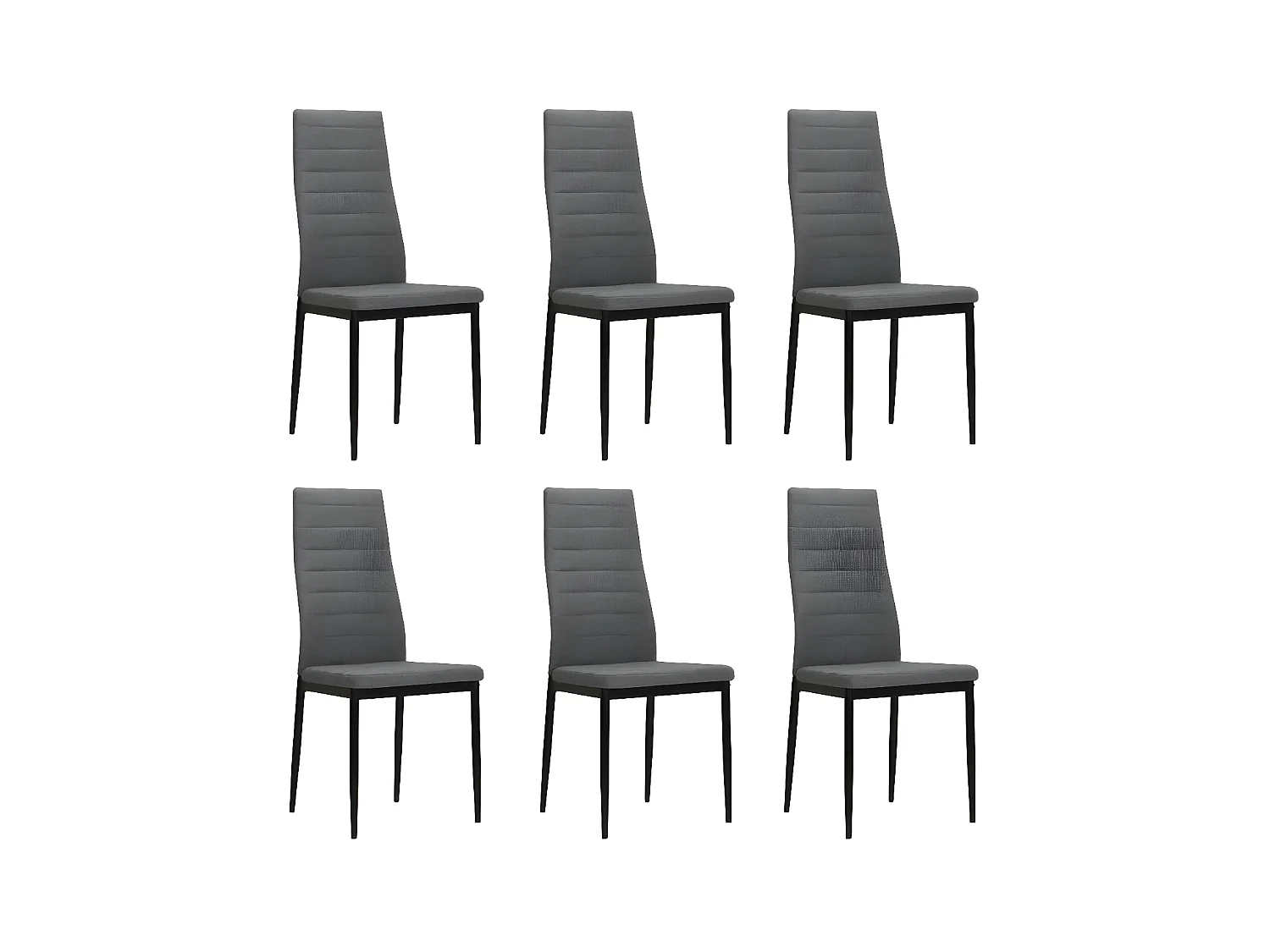 Chaise tissu gris clair et pieds métal noir Karlane - Lot de 6