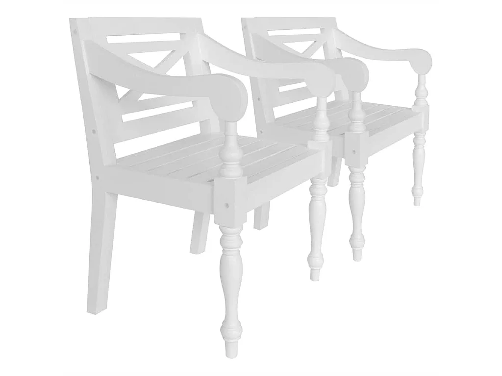 Chaise avec accoudoirs bois acajou massif blanc Gardene - Lot de 2