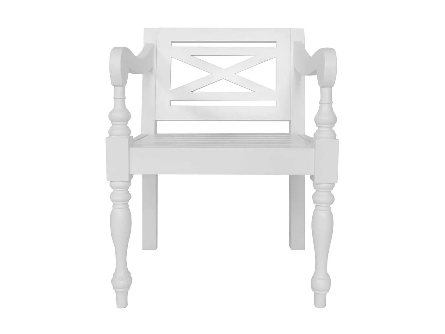 Chaise avec accoudoirs bois acajou massif blanc Gardene - Lot de 2