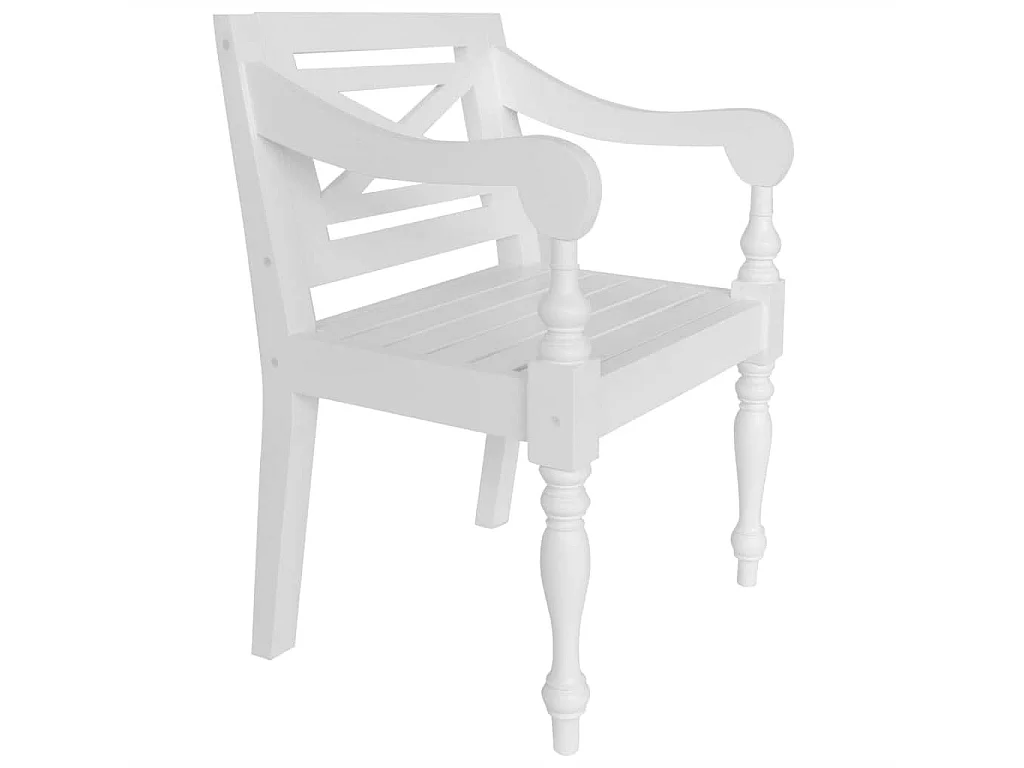 Chaise avec accoudoirs bois acajou massif blanc Gardene - Lot de 2