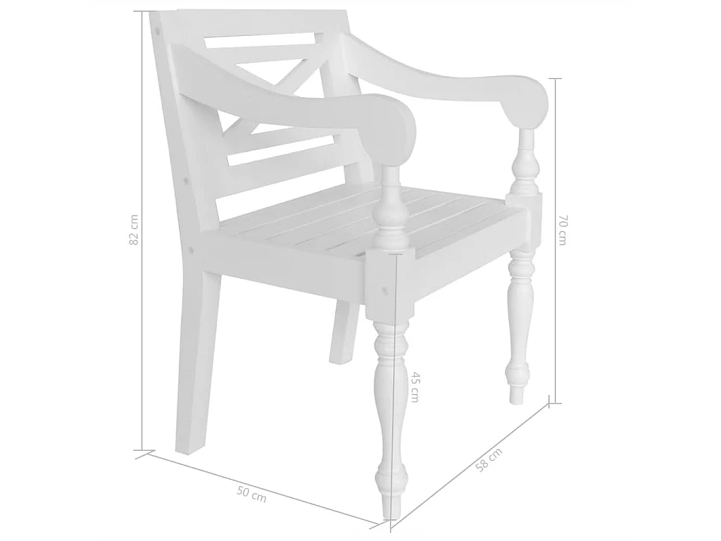 Chaise avec accoudoirs bois acajou massif blanc Gardene - Lot de 2