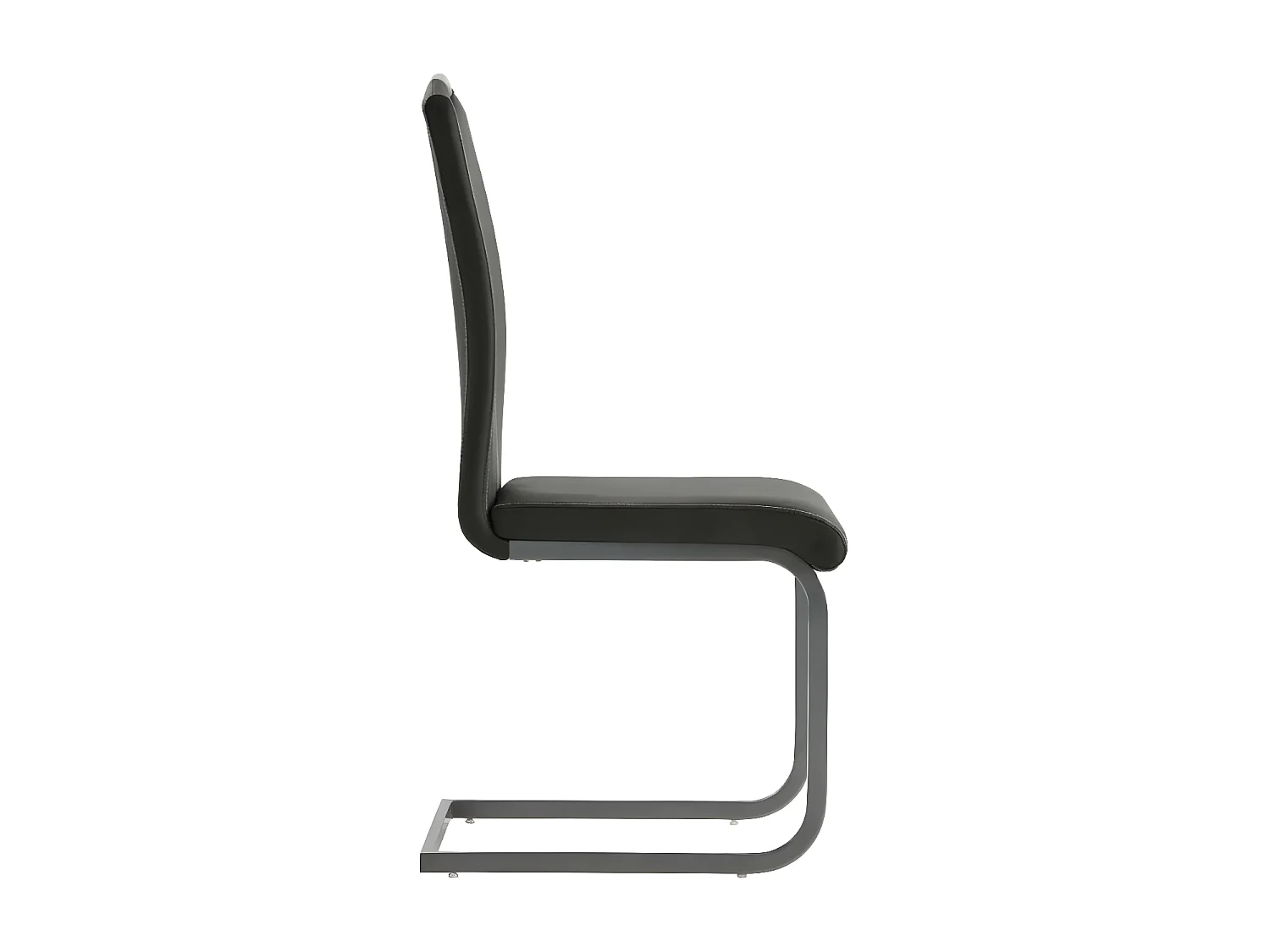 Chaise similicuir gris et pieds métal chromé Mikarelane - Lot de 6