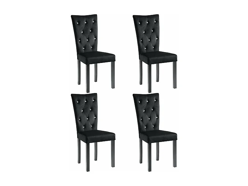 Chaise de salle à manger velours et pieds bois noir Karmen - Lot de 4