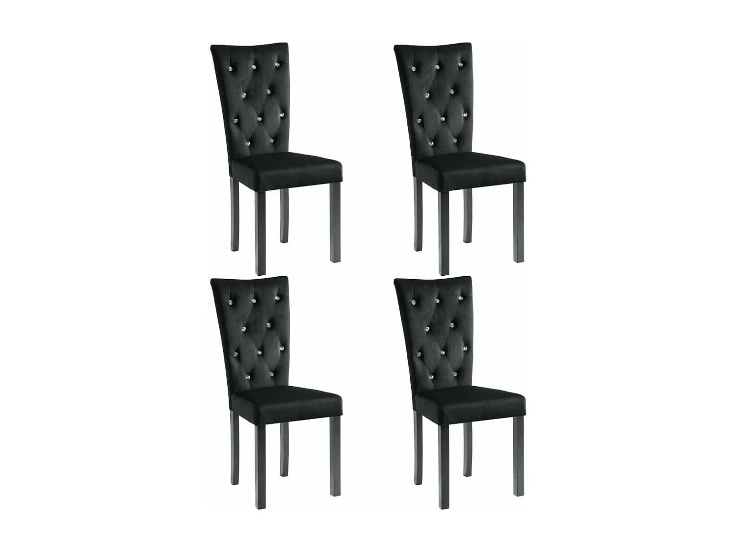 Chaise de salle à manger velours et pieds bois noir Karmen - Lot de 4
