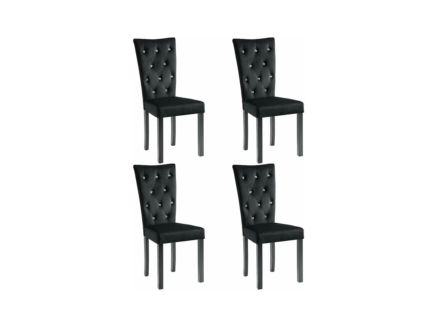 Chaise de salle à manger velours et pieds bois noir Karmen - Lot de 4