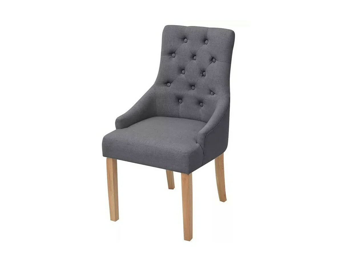 Chaise tissu gris foncé et pieds chêne massif Natto - Lot de 2