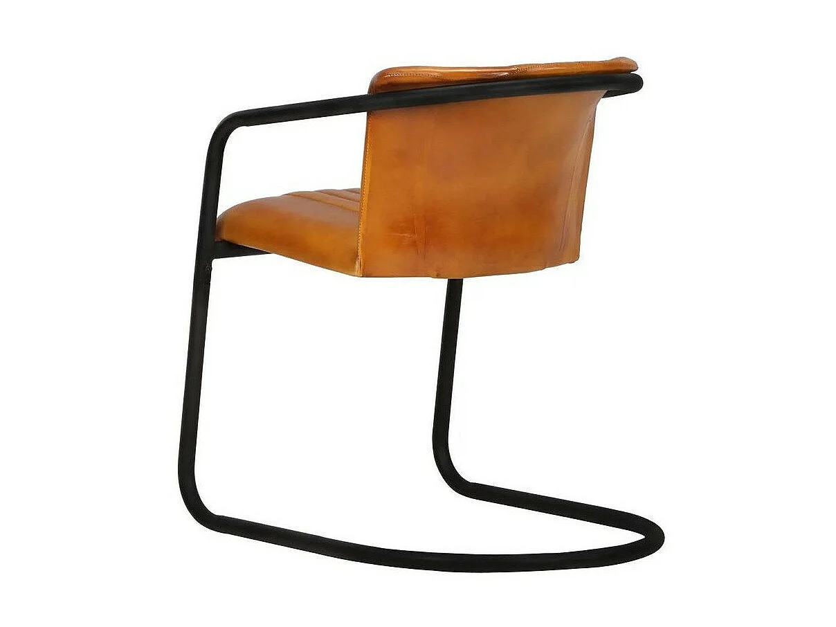 Chaise cuir marron camel et pieds métal noir Joyn - Lot de 2