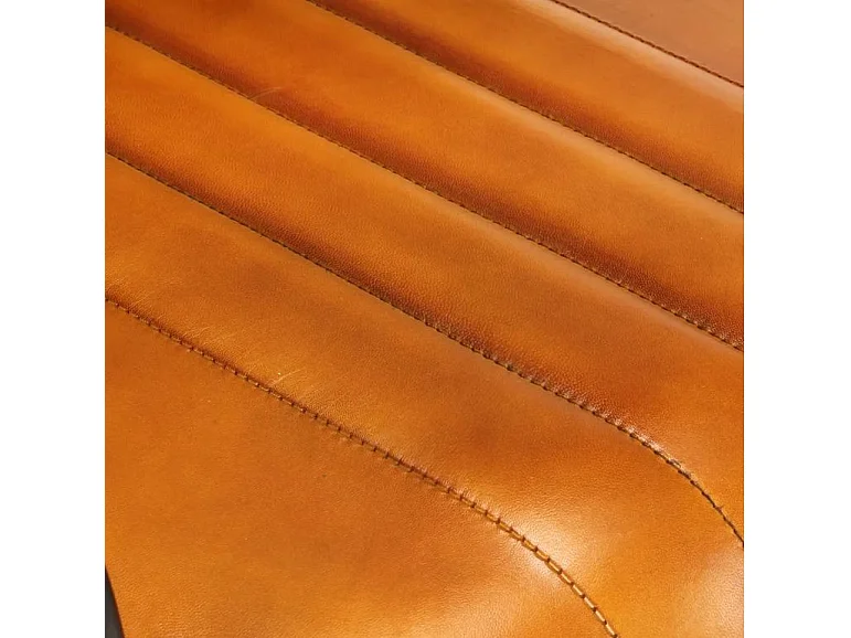 Chaise cuir marron camel et pieds métal noir Joyn - Lot de 2