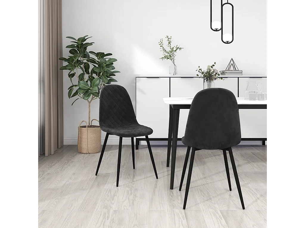 Chaise pieds métal noir et assise velours noir Skyla - Lot de 2