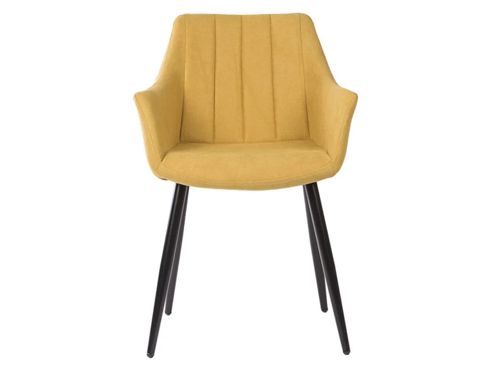 Chaise avec accoudoir tissu matelassé et acier noir Kony-Couleur Jaune curry