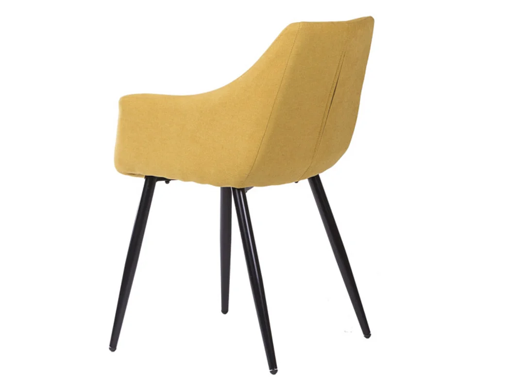 Chaise avec accoudoir tissu matelassé et acier noir Kony-Couleur Jaune curry