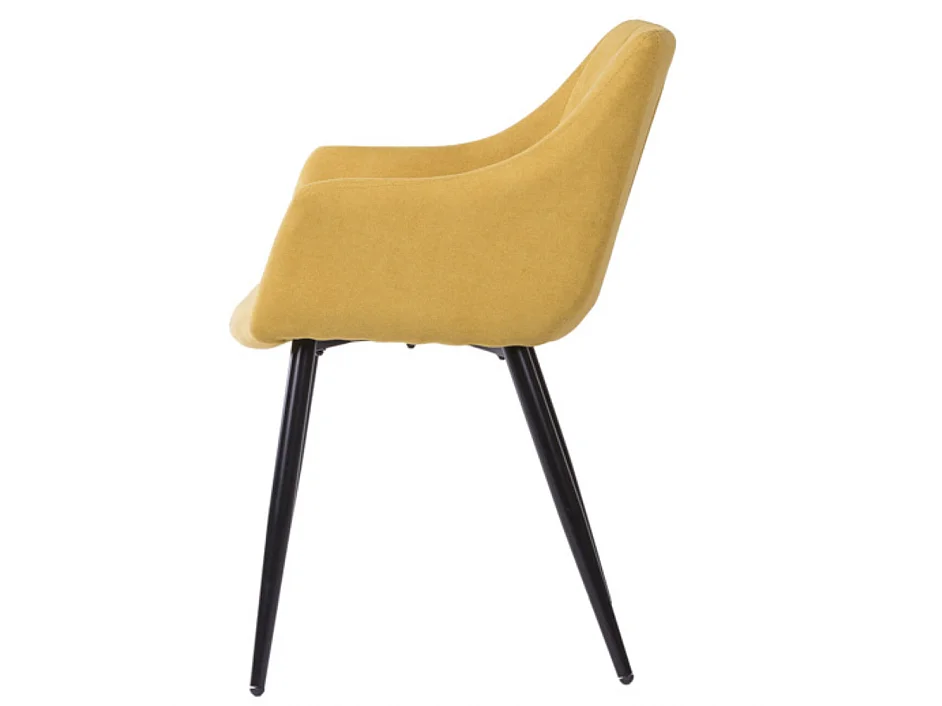 Chaise avec accoudoir tissu matelassé et acier noir Kony-Couleur Jaune curry