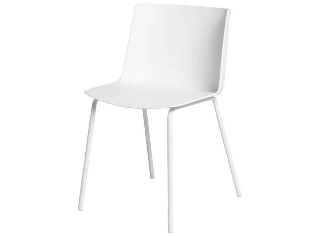 Chaise moderne en polypropylène et métal Kova-Couleur Blanc