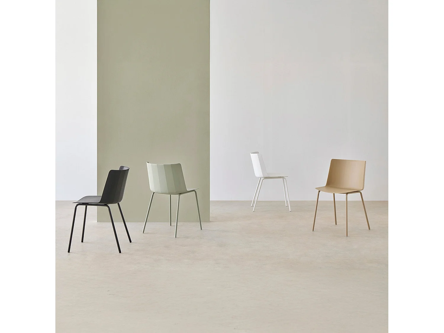Chaise moderne en polypropylène et métal Kova-Couleur Blanc