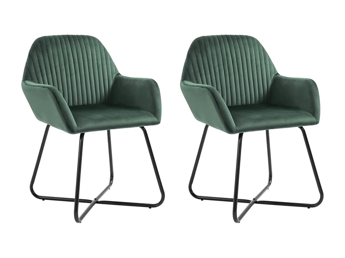Lot de 2 chaises Mikee - Velours luxe avec pieds métal Noir-Couleur Vert
