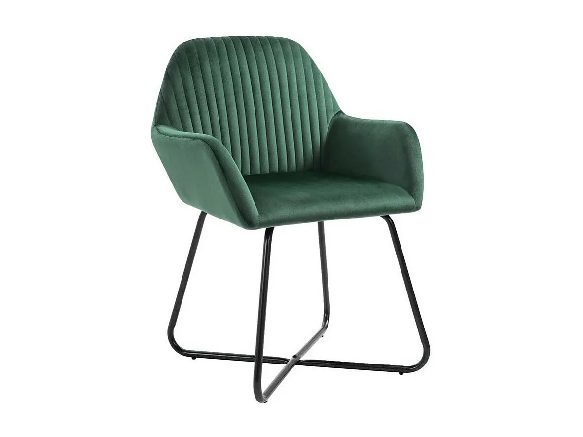 Lot de 2 chaises Mikee - Velours luxe avec pieds métal Noir-Couleur Vert