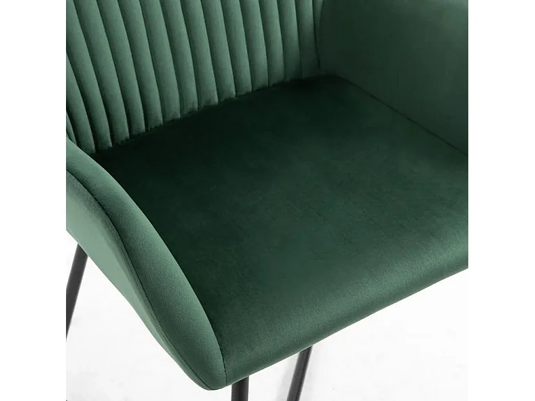 Lot de 2 chaises Mikee - Velours luxe avec pieds métal Noir-Couleur Vert