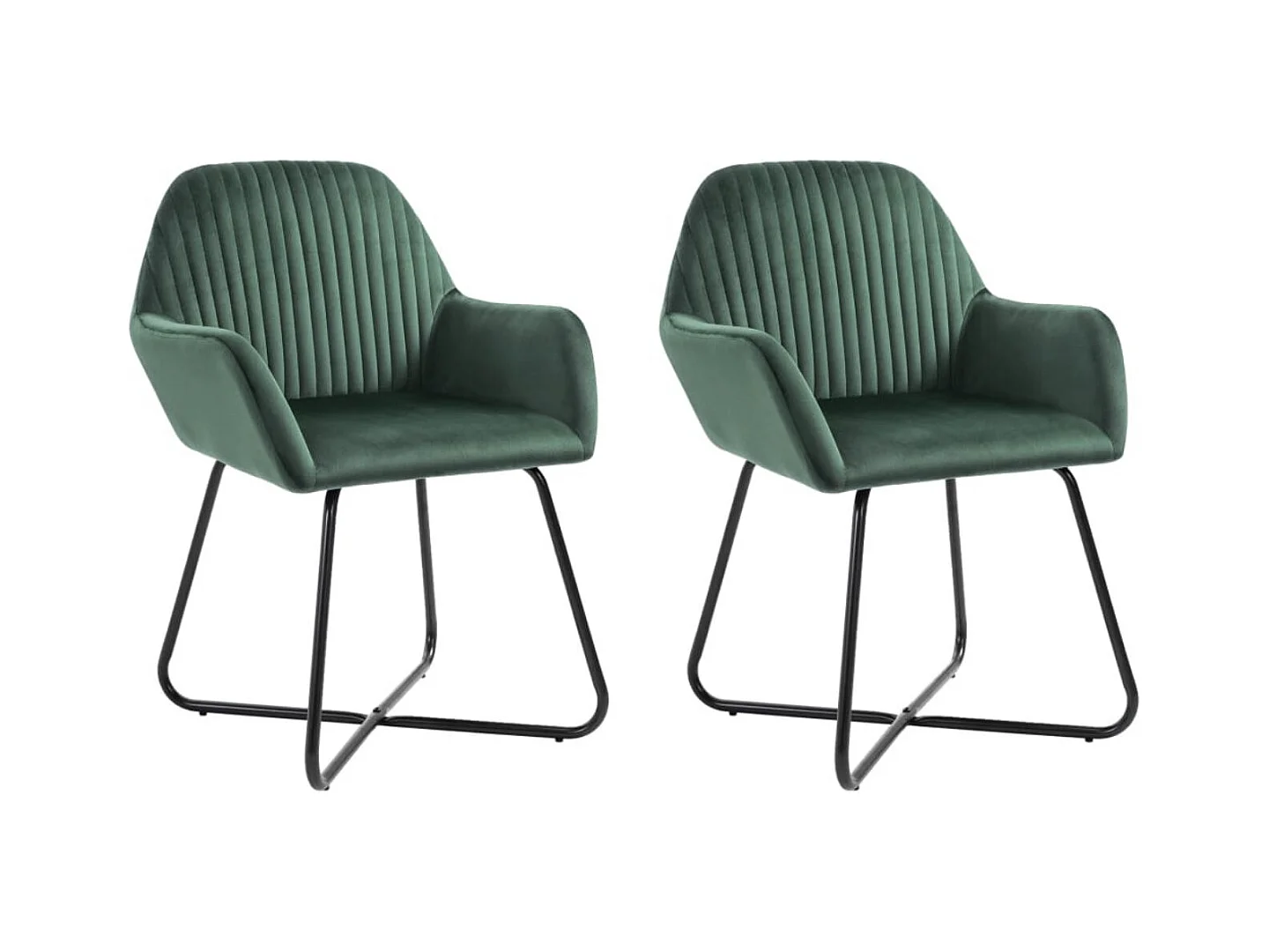 Lot de 2 chaises Mikee - Velours luxe avec pieds métal Noir-Couleur Vert