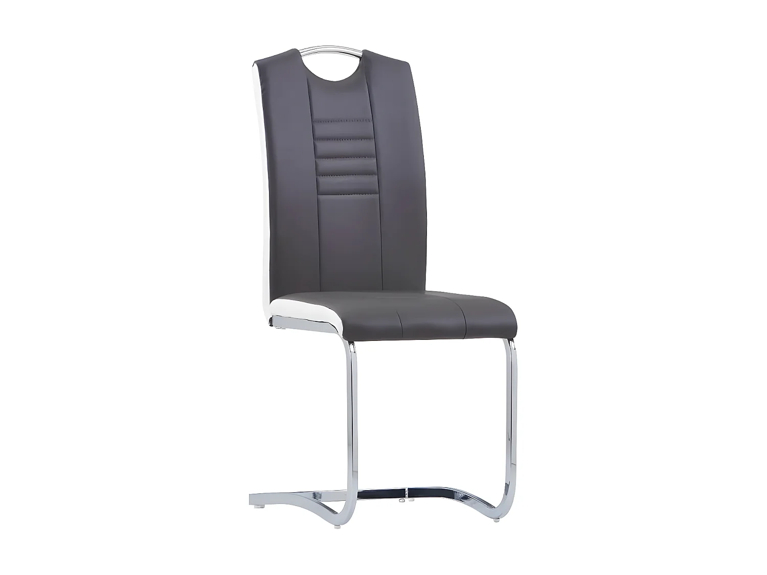 Chaise de salle à manger simili cuir gris foncé et métal chromé Divine - Lot de 2