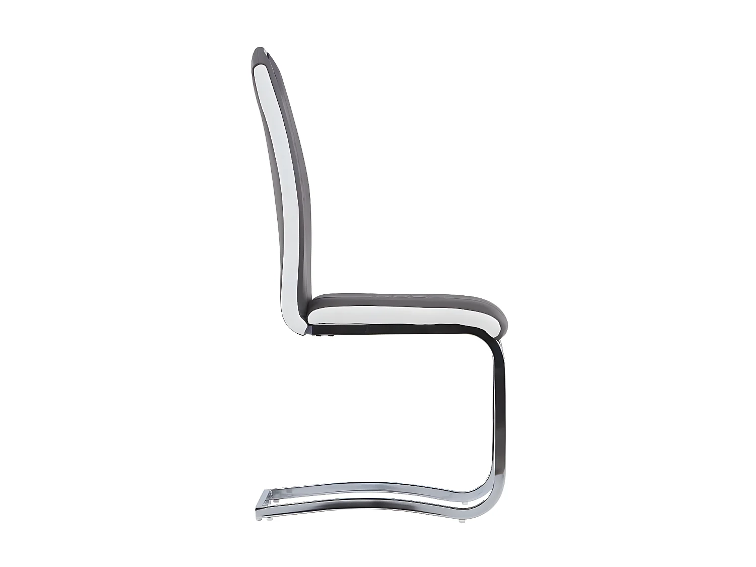 Chaise de salle à manger simili cuir gris foncé et métal chromé Divine - Lot de 2