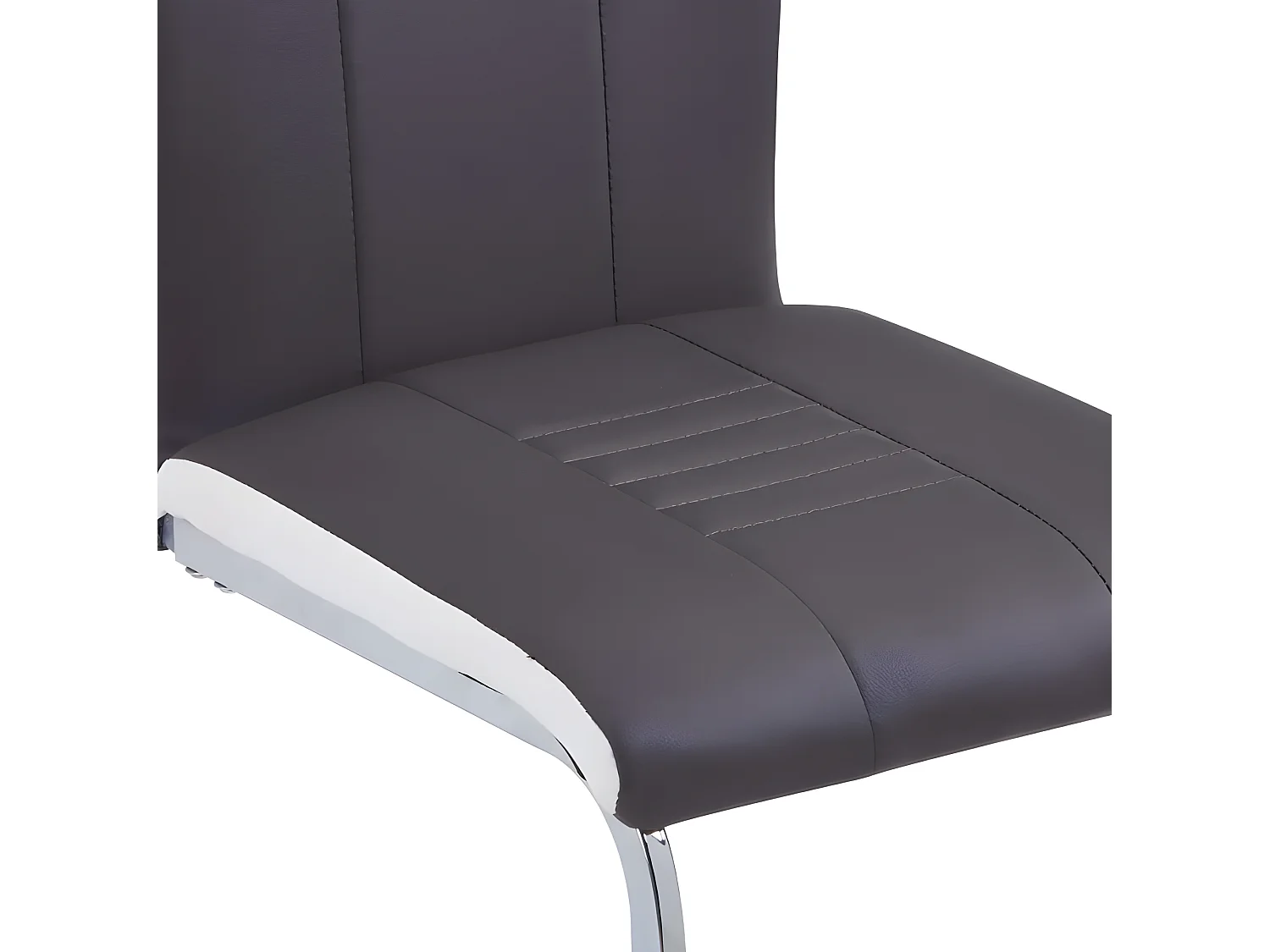 Chaise de salle à manger simili cuir gris foncé et métal chromé Divine - Lot de 2