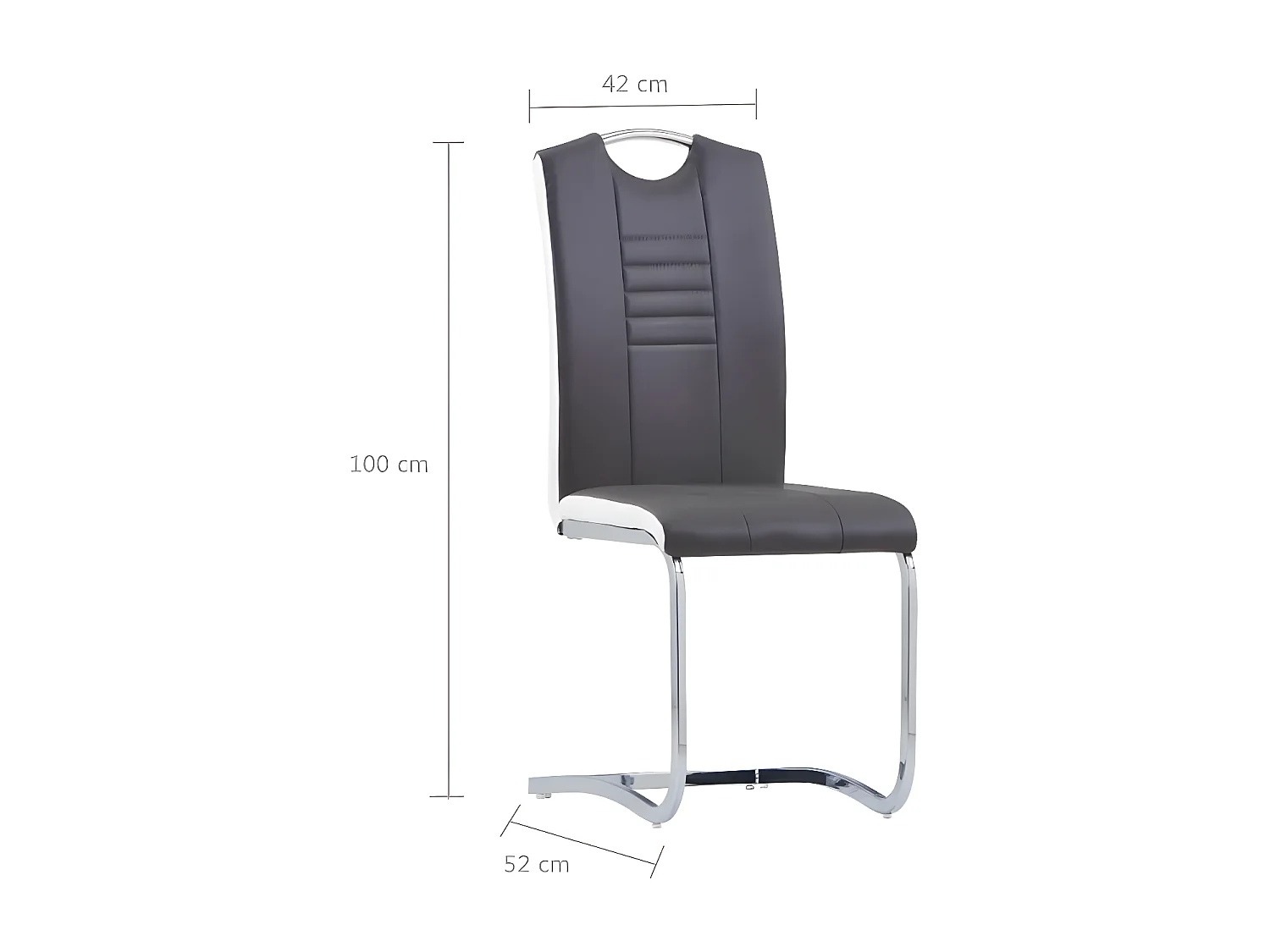Chaise de salle à manger simili cuir gris foncé et métal chromé Divine - Lot de 2