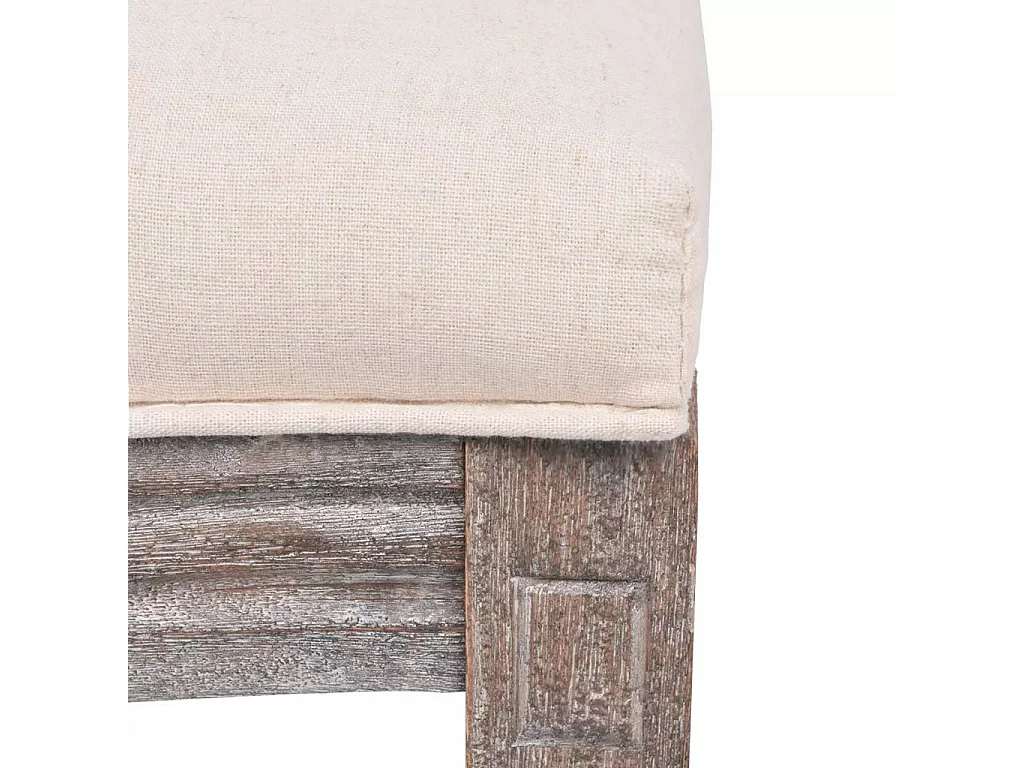 Chaise médaillon lin beige et dossier en rotin Makin - Lot de 4