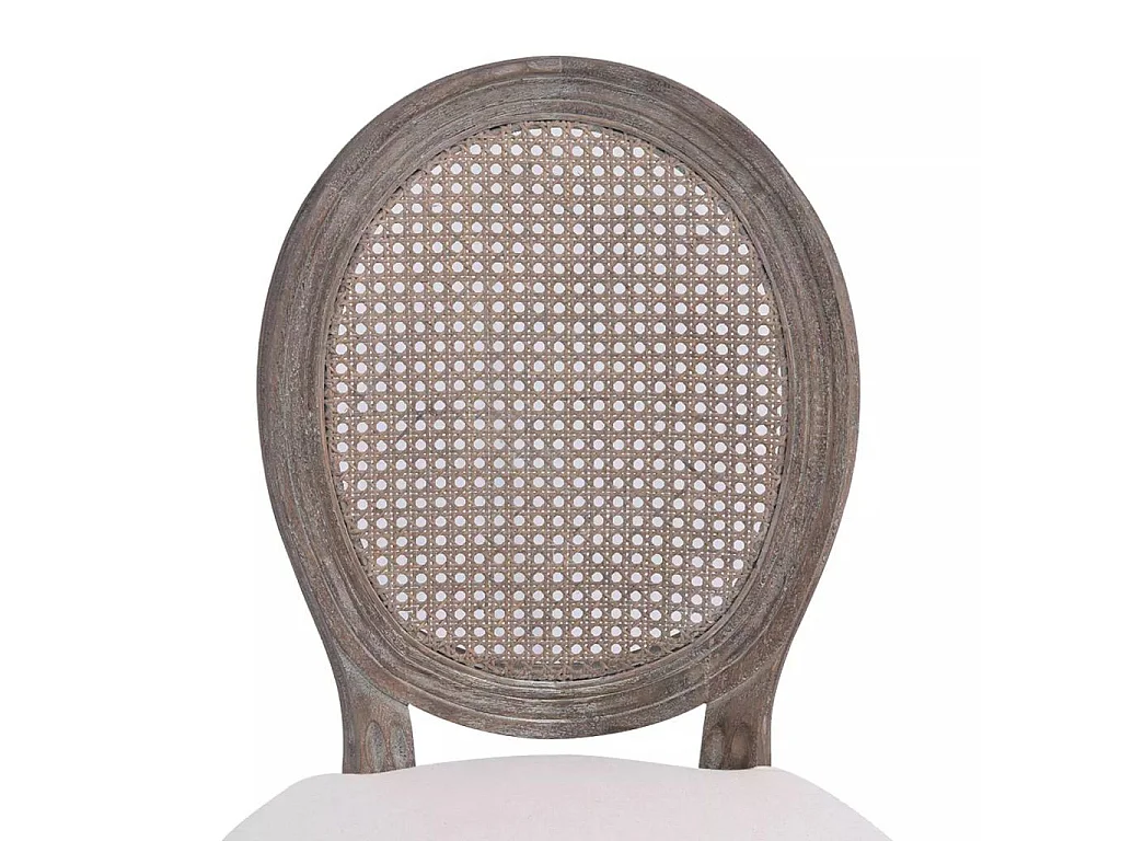 Chaise médaillon lin beige et dossier en rotin Makin - Lot de 4