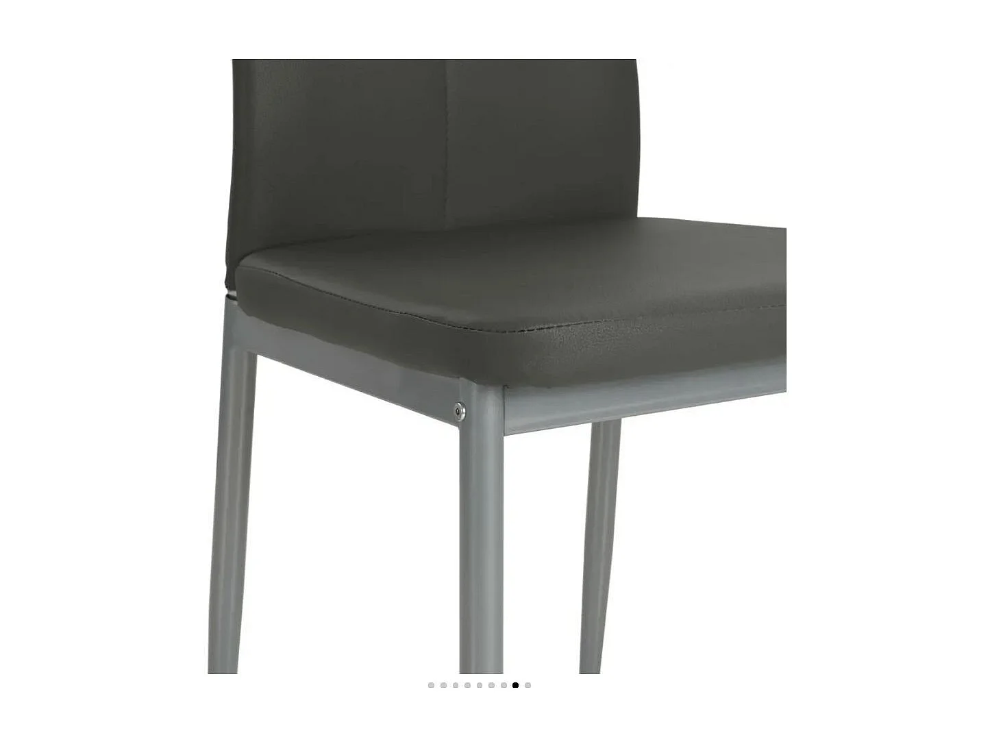 Chaise à manger similicuir gris et pieds métal noir Mikarel - Lot de 2