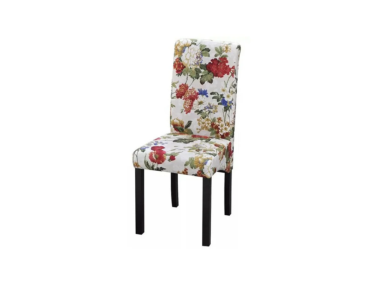 Chaise tissu motif floral et pieds bois noir Blumen - Lot de 2