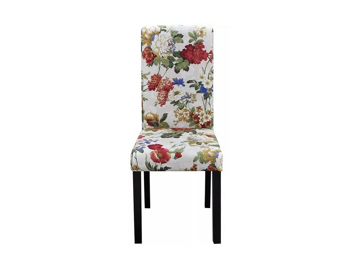 Chaise tissu motif floral et pieds bois noir Blumen - Lot de 2